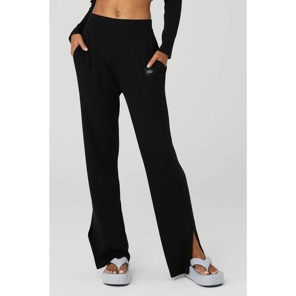 Alo Yoga Knit High-Waist Salana Wide Leg Pant - XS - Picture 1 of 4